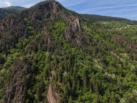 Breathtaking Aerial View of Ma&ccedil;ka's Mountain Landscapes and Lush Green Valleys, Trabzon, T&uuml;rkiye