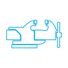 Obraz premium Blue line art icon of a metal bench vise for workshop and industrial equipment