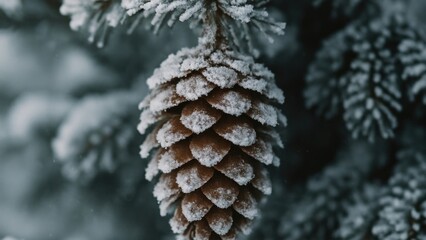 Naklejka premium Frosted pinecone winter elegance.