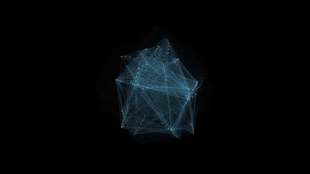 Glowing Cyan Wireframe Mesh Core Dynamic Network Loop 4K Motion Video
