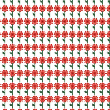 Stylized red waratah flower stems seamless pattern for fabric design