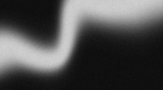 Monochrome Abstract Blurred White Wave Light with Grainy Noise Texture on Black Background for Minimalist Graphic Design Backdrop