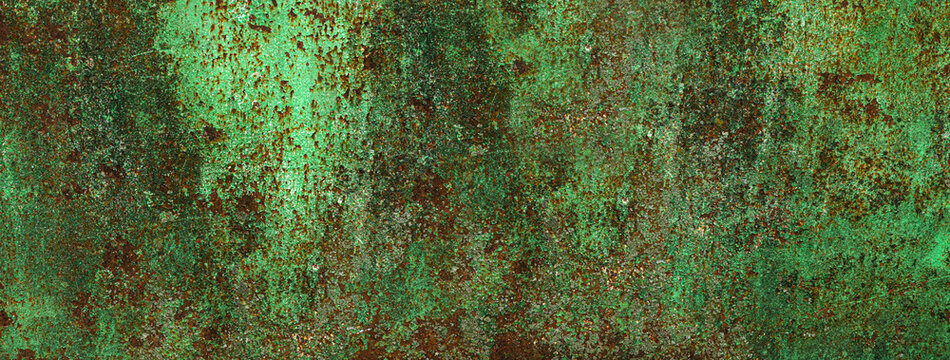 Old metal surface showing green patina and rust