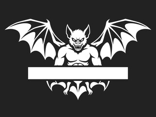 Fototapeta premium Bat Monster Mascot Logo with Banner