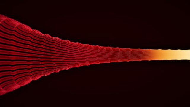 Red sound wave energy streak flowing on black abstract background
