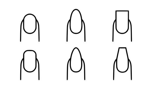 fingernail shape outline vector icons for manicure beauty salon and nail design reference