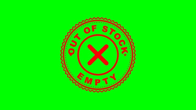 Out of Stock Empty Sold Out Retail Red Stamp on Green Screen 4K