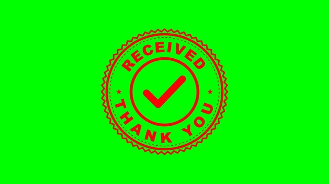 Received Thank You Package Delivery Confirmation Red Stamp on Green Screen 4K