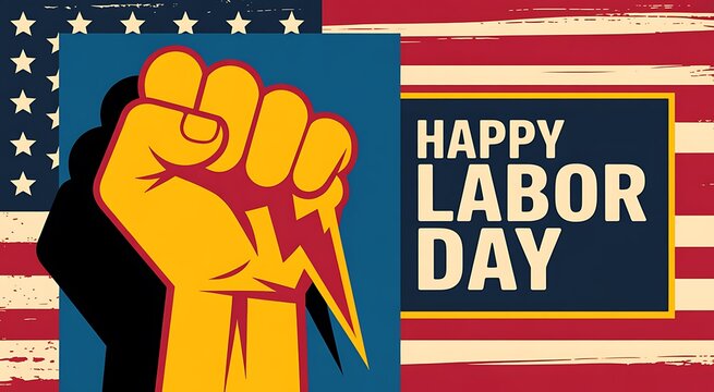 Labor day celebration concept with hanging american and canadian flag tags on a dark chalkboard background