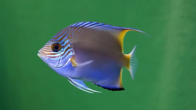 beautiful angelfish with green background