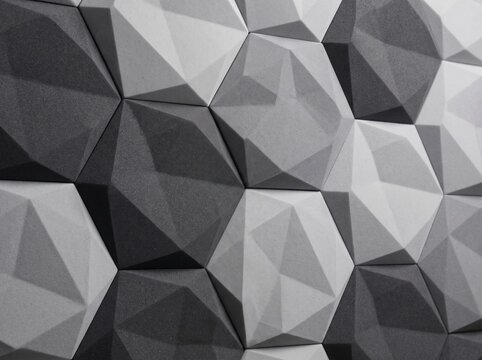 Black and Gray Low Poly Geometric Background - Abstract 3D Polygon Texture.