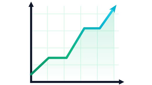 Rising Line Graph with Arrow Growth Grid Animation Loop