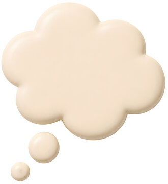Beige Thought Bubble Cloud 3D Icon