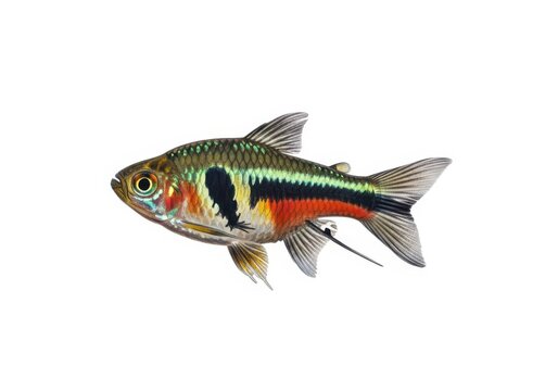 Harlequin rasbora isolated on white background, a small and colorful fish