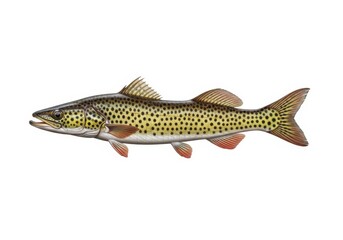 Fototapeta premium Tiger trout isolated on white background, a hybrid of brown trout and brook trout