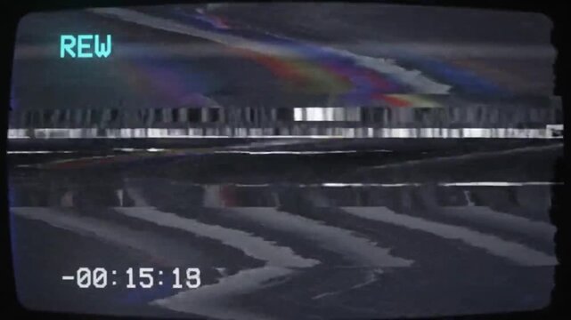 Vhs video tape rewind animation with tape rewinding technology distortion recording nostalgia playback vintage static retro media