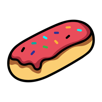 Illustrated Pink Frosted Donut with Sprinkles