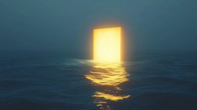 Luminous Portal in the Deep Ocean: A Surreal Digital Artwork