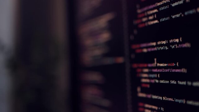 Software Programming Code Displayed on Computer Screen
