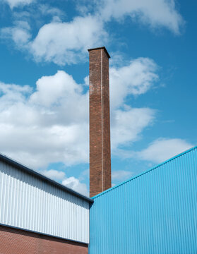 Industrial Brick Chimney And Warehouse