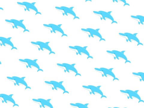 白バックに水色のイルカが模様になった背景素材イラスト