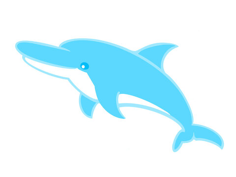 単体の水色をしたイルカのイラスト
