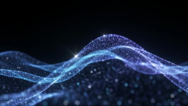 Premium Futuristic Glowing Metallic Particle Waves Abstract Motion Background