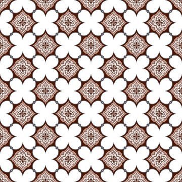 Elegant Brown and Cream Trellis Ornamental Seamless Pattern 
