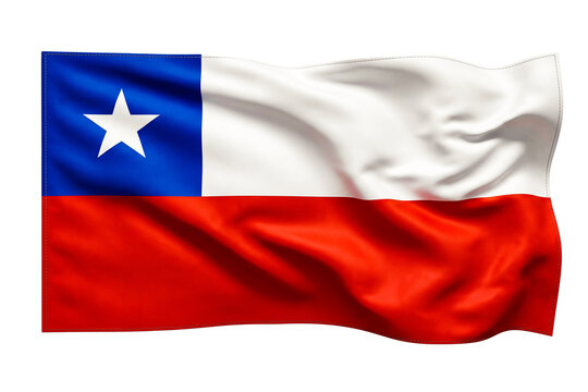 Waving flag of Chile with blue white and red colors isolated on transparent background png.