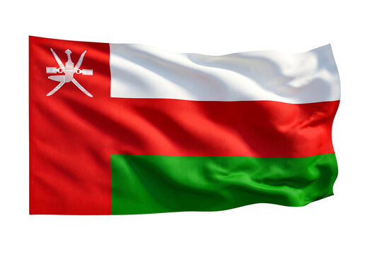 Oman flag isolated on transparency grid background with clipping path, waving in wind.