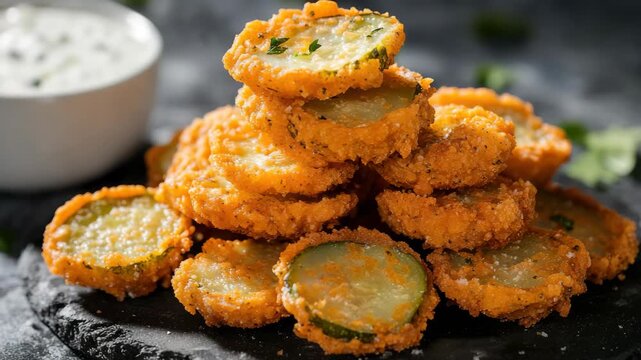 Crispy Fried Zucchini Slices with Creamy Dipping Sauce