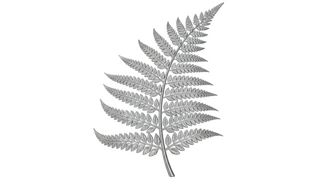 Silver fern leaf hand drawn engraving illustration isolated on white background