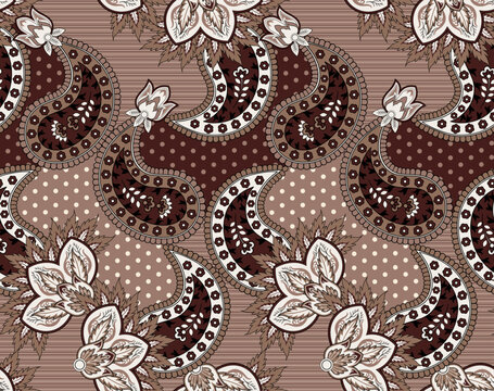 Seamless tribal pattern design. Hand draw paisley background. Patchwork pattern