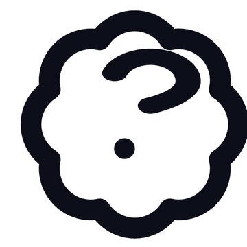 Animated question mark inside a bold circular cloud shape pulses with rhythmic motion in this crisp digital graphic design motion video clip for modern user interfaces.
