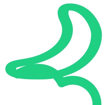 Green banana outline symbol performs a fluid looping motion in this minimalist graphic animation clip designed for modern digital branding and creative user interface transition effects.
