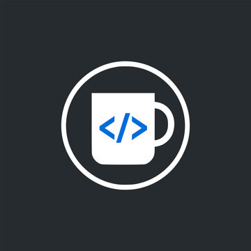 coffee code IT developer website engineering company logo vector illustration template design