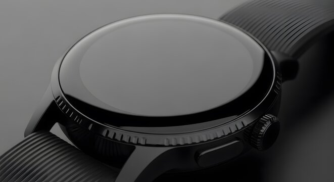 Modern Minimalist Smartwatch With Blank Rounded Display and Textured Wristband for Digital Connectivity and Timekeeping in High Resolution