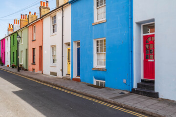 Fototapeta premium A row of colorful residential houses in Brighton, UK