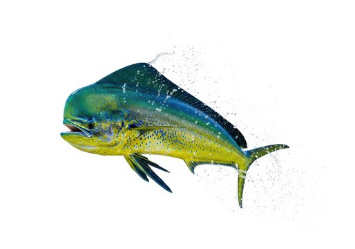 Vibrant mahi mahi fish isolated on aquatic life isolated on white background