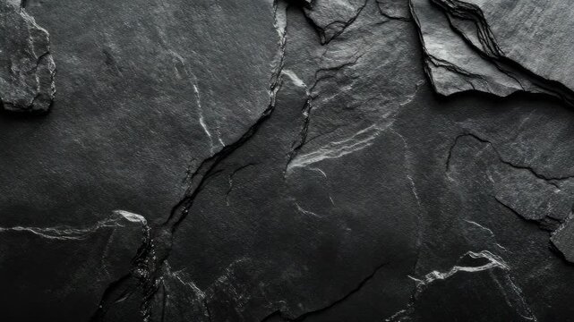 Close-up of rough dark gray slate stone texture