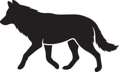 Fototapeta premium Side View Silhouette Illustration of a Walking Wolf in Natural Environment