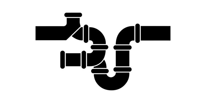 Drain Pipe Plumbing Black Silhouette.