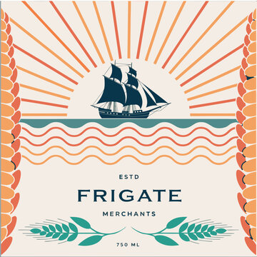 vector, vector graphics, corn, maize, corn cob, label, sticker, alcoholic beverages, spirits, alcoholic products, barley, wheat, rye, grain, cereals, grain crops, cereals, malt, grain malt, ship
