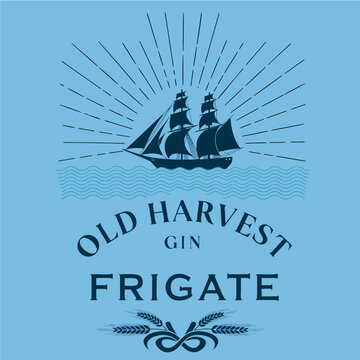 vector, vector graphics, corn, maize, corn cob, label, sticker, alcoholic beverages, spirits, alcoholic products, barley, wheat, rye, grain, cereals, grain crops, cereals, malt, grain malt, ship