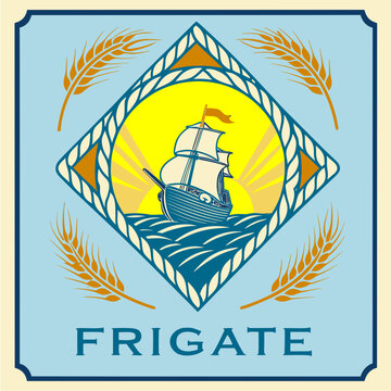 vector, vector graphics, corn, maize, corn cob, label, sticker, alcoholic beverages, spirits, alcoholic products, barley, wheat, rye, grain, cereals, grain crops, cereals, malt, grain malt, ship