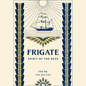 vector, vector graphics, corn, maize, corn cob, label, sticker, alcoholic beverages, spirits, alcoholic products, barley, wheat, rye, grain, cereals, grain crops, cereals, malt, grain malt, ship