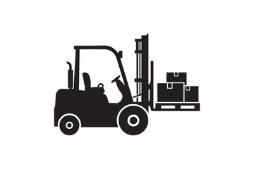 Fototapeta premium Forklift Silhouette Isolated on White Background