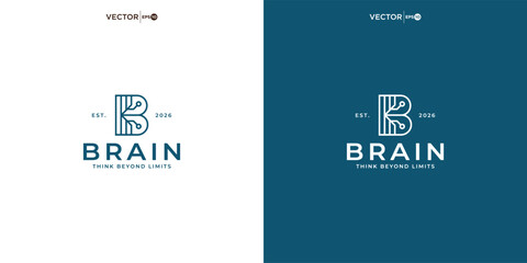 Brain letter b monogram logo design vector illustration with monogram © arif