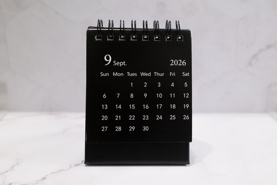 Monthly desktop calendar for the September 2026