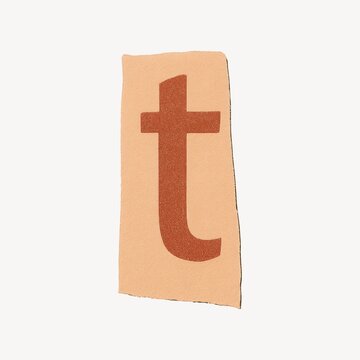 Textured letter 't' on paper